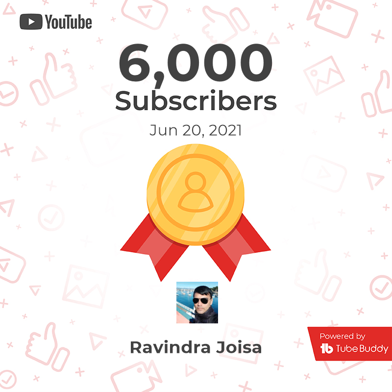Ravindra Joisa 6000 Subs Milestone.png