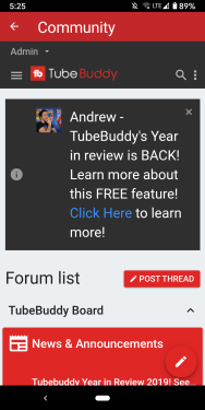 TubeBuddy Mobile App Forum Badge Request Screen Shot.png